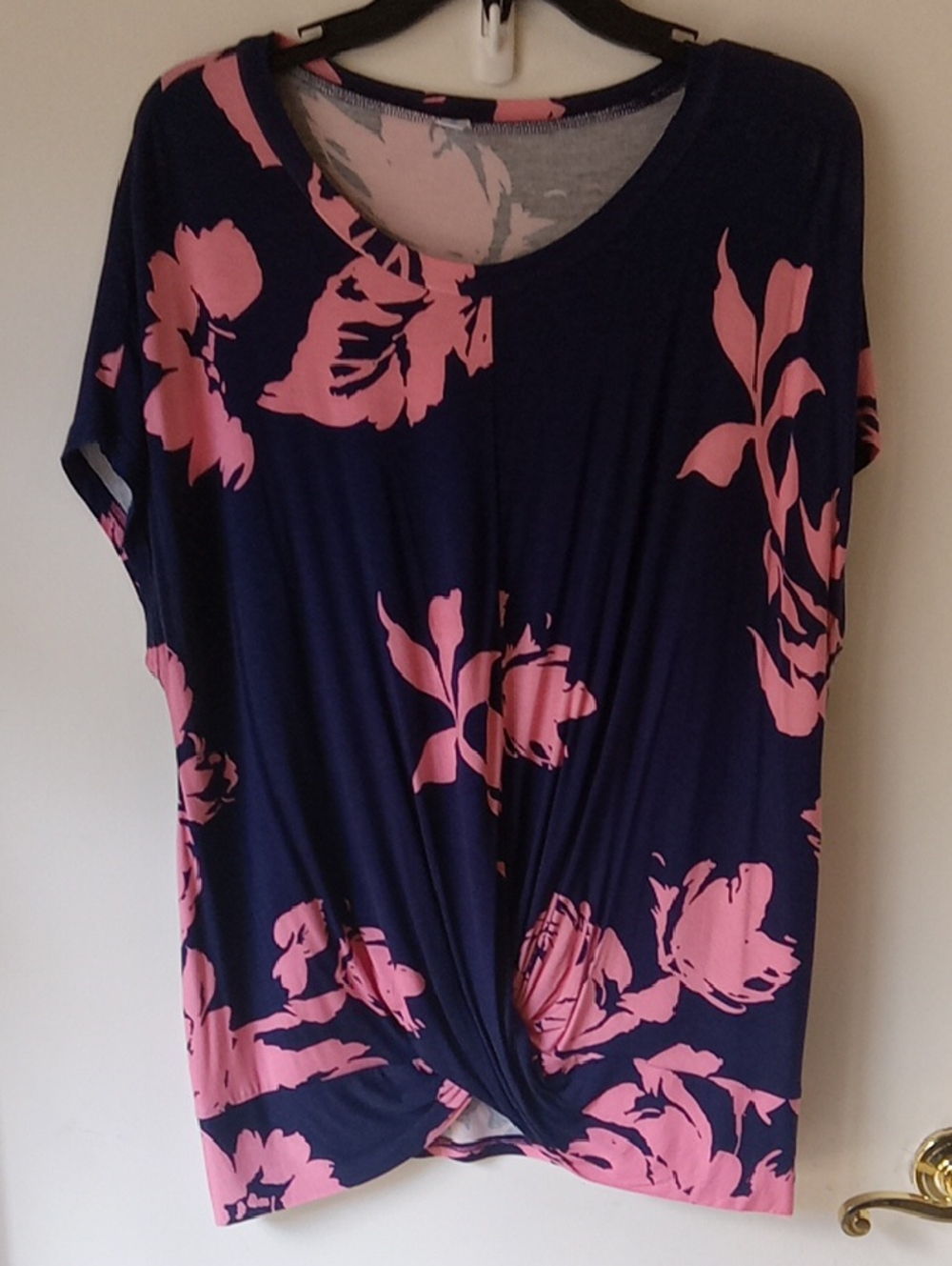 Women’s Purple Floral Twist-Front Top - Pink Print